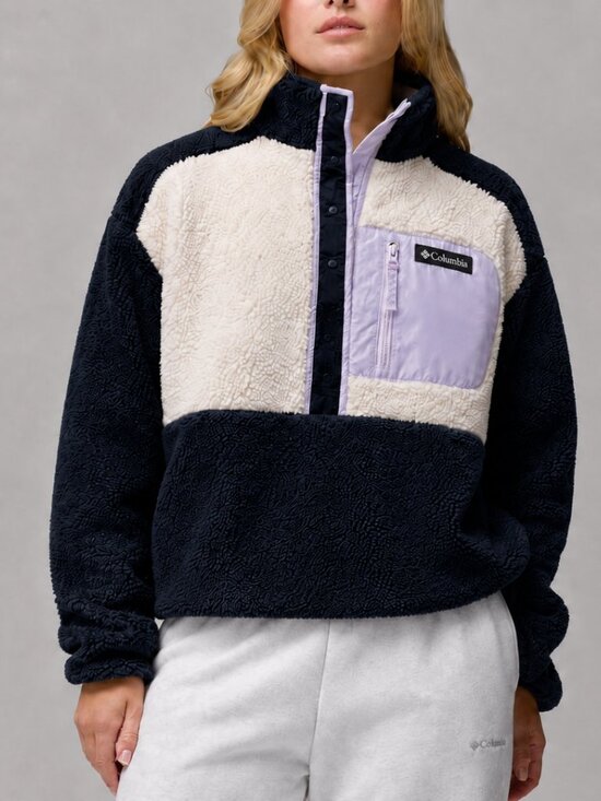 Columbia Jackets & Blazers - Columbia Womens Fleece Jacket Size S Navy Snap Pullover, Cropped